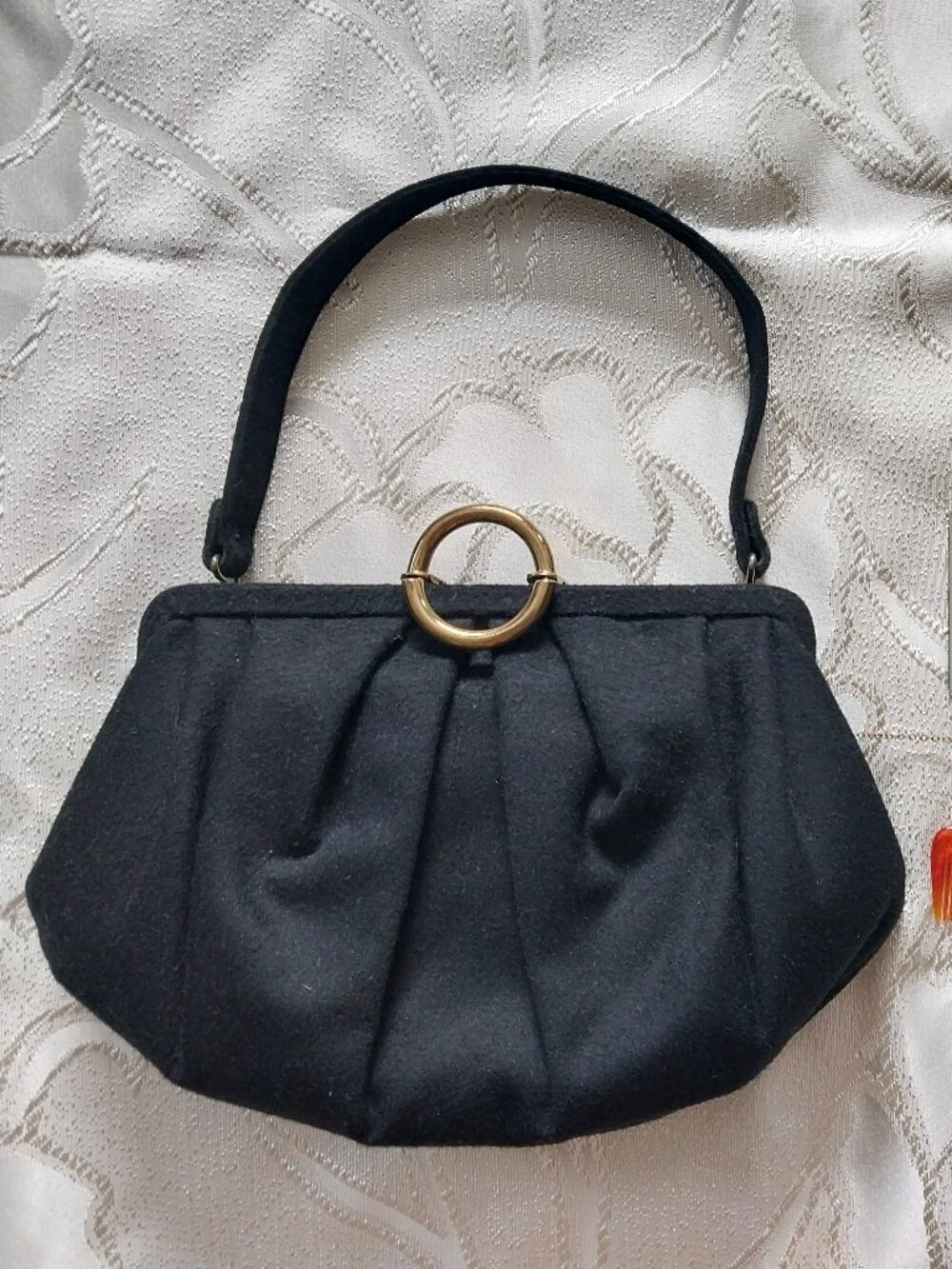 Vintage Morris Moskowitz MM Wool Felt Handbag with Gold-toned Hardware